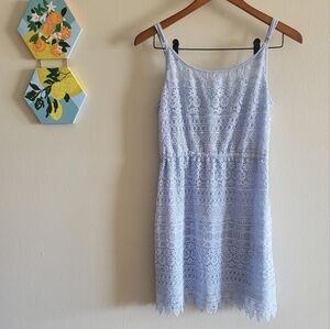 H&M lace crochet overlay dress Women's size medium Blue